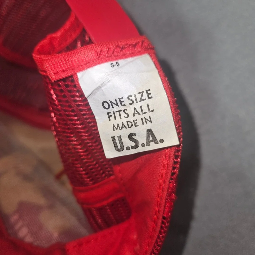 VTG LeeBoy Pavers Maintainers Trucker Hat Red Scrambled Eggs Made in USA Sz OSFA